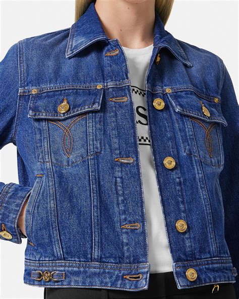 versace men's denim jacket|Versace jacket sale.